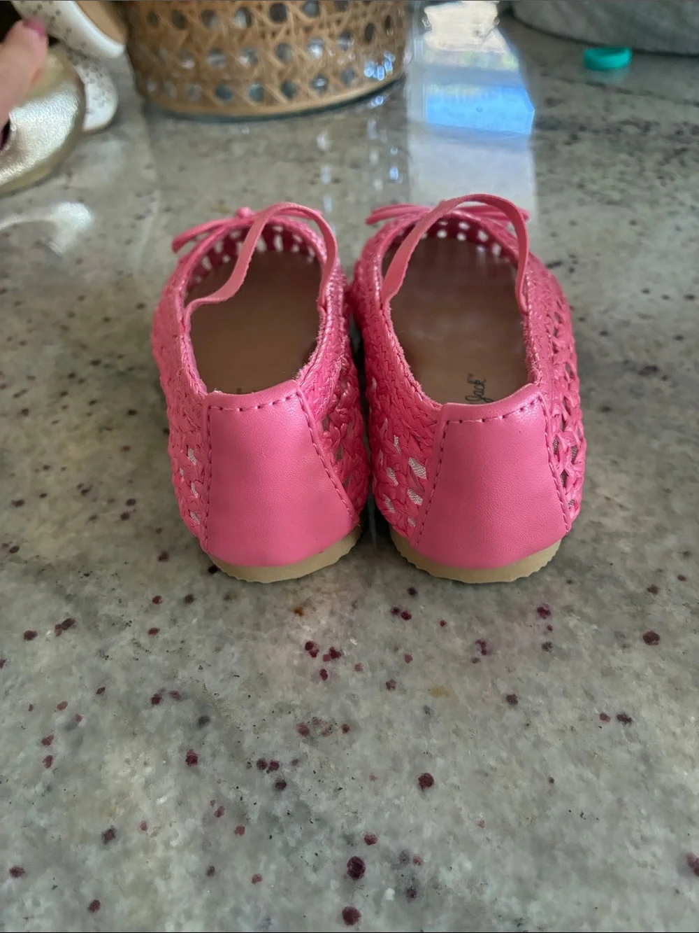 Cat & Jack Bright Pink Woven Mary Jane Flats with Bow